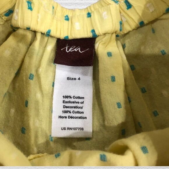 Tea Collection Girls 4 Skirt Yellow Blue Dot Print Cotton Summer Play - Picture 2 of 4